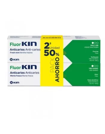 FLUORKIN ANTICARIES PASTA DENTÍFRICA MENTA 125 ml PACK DUPLO